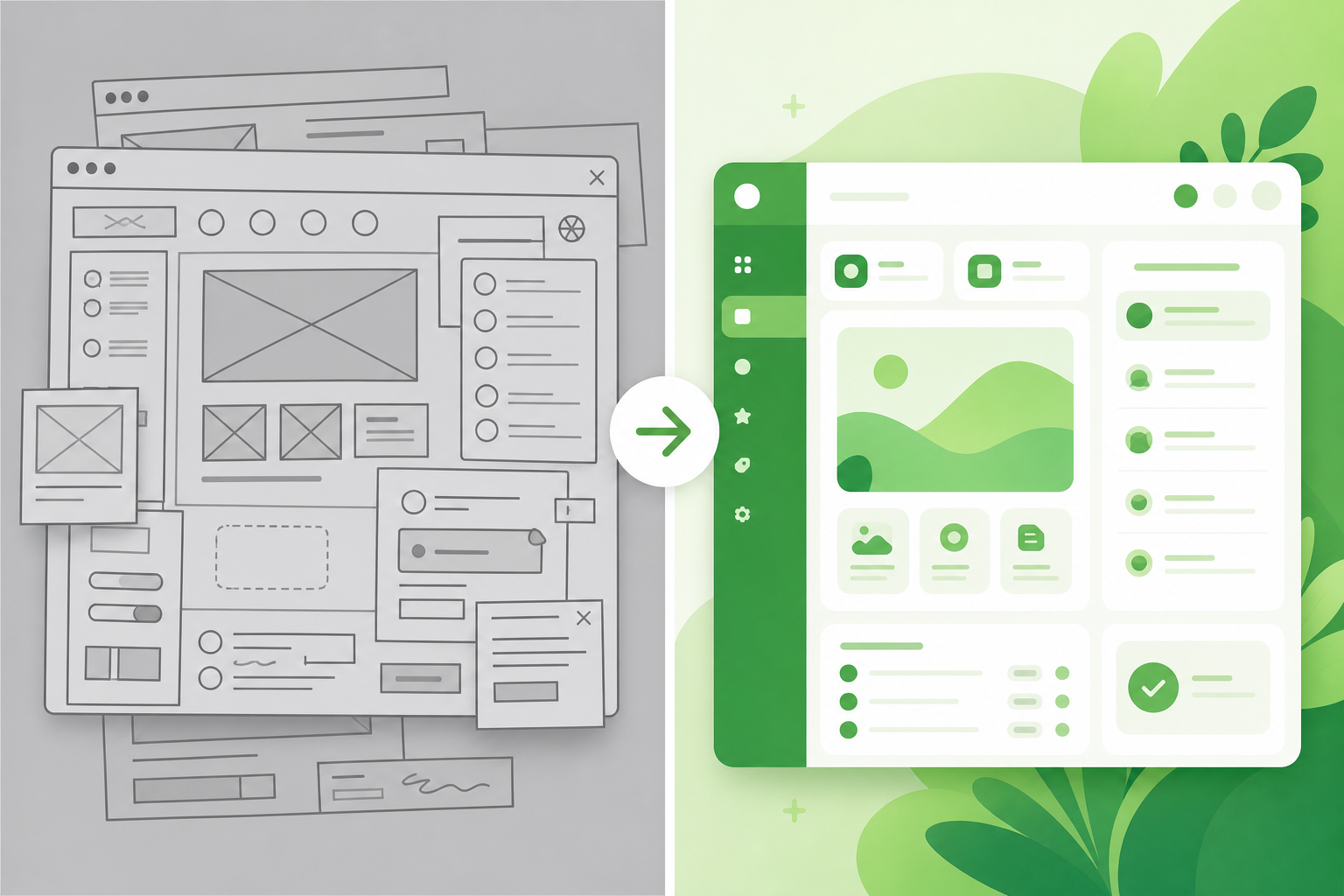 Side-by-side before and after UI comparison for design QA